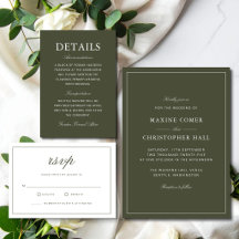 Elegant Dusty Green Script Classic Wedding Set