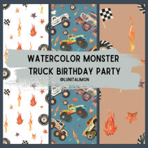 Watercolor Monster Truck Birthday Party