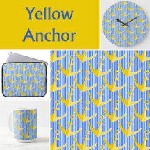 Nautical Pattern with Yellow Anchor