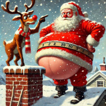 Funny Santa Claus and Reindeer Christmas