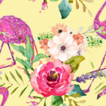 Yellow floral flamingo design 