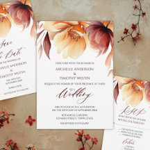 Elegant Burgundy Fall Watercolor Floral Wedding