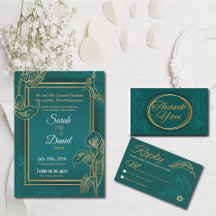 WEDDING - Gold Lilies on Green