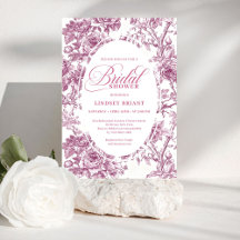 Dusty Pink Toile de jouy Roses Bridal Shower 244R