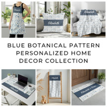 Blue Botanical Pattern Personalized Home Decor