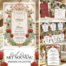 Burgundy Red Rose Art Nouveau Wedding Suite