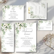 Dusty green floral rose watercolor wedding
