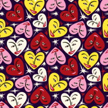 Kitschy Kitchen Bright Retro Vintage Heart Pattern