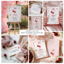 Pink Coquette Bow Cherry On top Girl Baby Shower