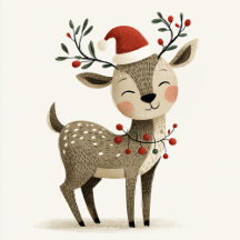 Cute Retro Reindeer Christmas