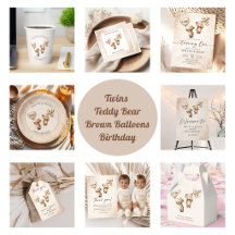 Twins Teddy Bear Balloons 1st Birthday