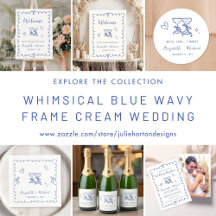 Whimsical Blue Hand Drawn Wedding Reception