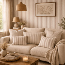 Neutral Rustic Farmhouse Striped – Beige & Taupe