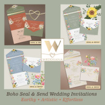 Boho Seal & Send Wedding Invitations – No Envelope