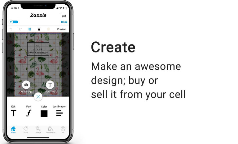 Create - make an awesome design and buy or sell it from your cell!