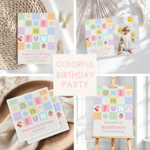 One is Fun Colorful Gingham Birthday