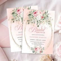 Boho blush rose eucalyptus gold Bridal Shower 234H