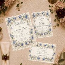 Elegant Baroque Blue Wildflower Wedding