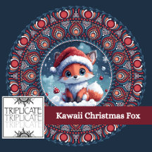 Kawaii Christmas Fox Dot Mandala Scrapbook Paper