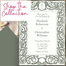 Elegant Green Monogram Scrollwork Wedding Suite