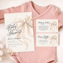 Ivory Bow & Pearls Baby Shower Collection