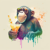 Summer Watercolor Monkey - Kids Birthday Party