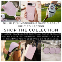 Blush Pink Monogram Name Elegant Girly Collection