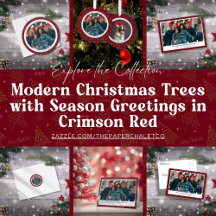 Modern Christmas Trees with Season Greetings Red 