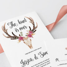 The Hunt is Over Antlers Wedding Invitations