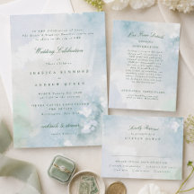 Elegant Coastal Watercolor Landscape Wedding Set