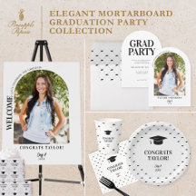 Elegant Typography Mortarboard Grad Party