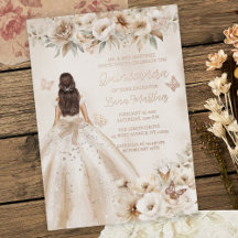 Rustic Elegant Floral Quinceañera Watercolor 