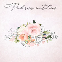 Pink roses invitations