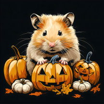 Hamster With Halloween Pumpkins