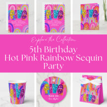5th Birthday Hot Pink Rainbow Sequin Collection