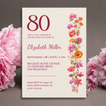 80th Birthday Elegant Burgundy Wildflowers Suite