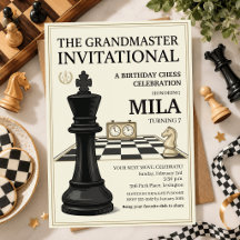 Vintage Chess Grandmaster Birthday Elegant Gold