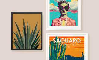 A range of colourful posters 