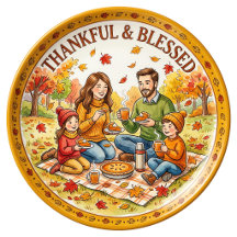 Illustrated Thanksgiving   Plate