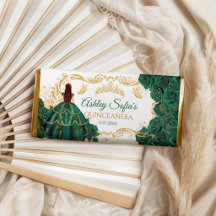 Royal Emerald Green Gold Quinceañera Bundle Suite