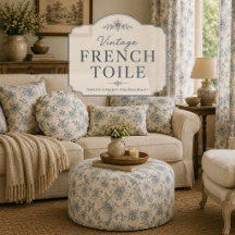 Vintage French Toile Botanical Bird 