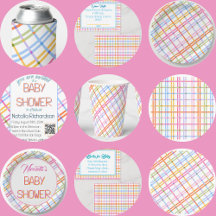 Modern Colorful Plaid Baby Shower Theme