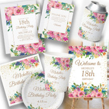 PINK YELLOW BLUE FLORAL BIRTHDAY