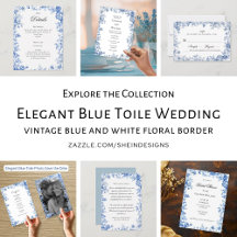 Elegant Blue Toile Floral Wedding 