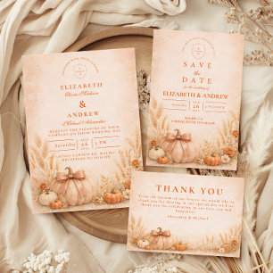 Coquette Bow Pumpkin Autumn Wedding Invitation