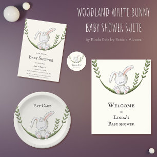 Cute Woodland Bunny Baby Shower Classic Round Sticker
