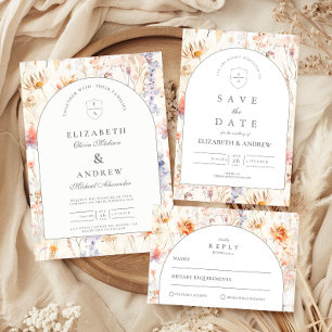 Modern Botanical Floral Wedding Invitation
