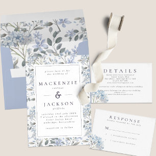 Invitation Mariage d'aquarelle de cadre Blue Hydrangeas