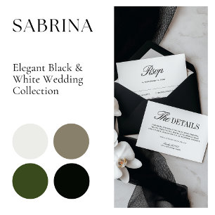 Invitation Mariage rétro élégant noir et blanc