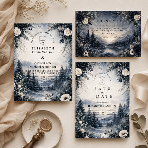 Moody Winter Wedding Elegance Thank You Card